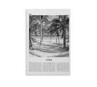 LINTEZHG Cuba Poster de plage noir et blanc Peinture décorative sur toile Art mural pour salon, chambre à coucher, art mural, impression d'image moderne, décoration de salle familiale, 50 x 75 cm