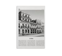 LINTEZHG Cuba Poster de rue noire et blanche Peinture décorative sur toile pour salon, chambre à coucher, art mural, impression d'image moderne, décoration de salle familiale, 50 x 75 cm