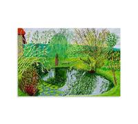 LINTEZHG David Hockney Poster arbre et étang Peinture décorative sur toile Art mural pour salon, chambre à coucher, art mural, impression d'image moderne, décoration de salle familiale, 60 x 90 cm