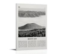 LINTEZHG Mont Aso Poster noir et blanc Peinture décorative sur toile Art mural pour salon, chambre à coucher, art mural, impression d'image moderne, décoration de salle familiale, 60 x 90 cm