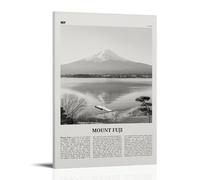 LINTEZHG Mont Fuji Poster noir et blanc Peinture décorative sur toile Art mural pour salon, chambre à coucher, art mural, impression d'image moderne, décoration de salle familiale, 50 x 75 cm