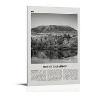 LINTEZHG Mont Katahdin Poster noir et blanc Peinture décorative sur toile Art mural pour salon, chambre à coucher, art mural, impression d'image moderne, décoration de salle familiale, 50 x 75 cm