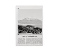LINTEZHG Mont Kilimandjaro Noir et blanc, poster peinture décorative sur toile, art mural pour salon, chambre à coucher, impression murale, décoration moderne, pour salle familiale, 30 x 45 cm