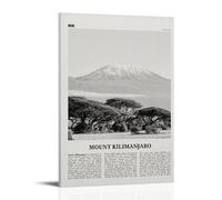 LINTEZHG Mont Kilimandjaro Noir et blanc, poster peinture décorative sur toile, art mural pour salon, chambre à coucher, art mural, impression d'image moderne, décoration de salle familiale, 60 x 90