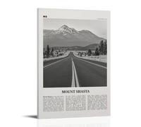 LINTEZHG Mont Shasta Poster noir et blanc Peinture décorative sur toile Art mural pour salon, chambre à coucher, art mural, impression d'image moderne, décoration de salle familiale, 20 x 30 cm