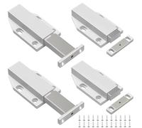 LINTRA 4 Pièces Poussoir Tiroir Par Pression, Aimant Porte Placard Sans Poignée, Loquet Magnetique Poussoir Blanc, Fermeture Porte Placard Push avec 24 Vis, pour Tiroirs et Portes D'armoires