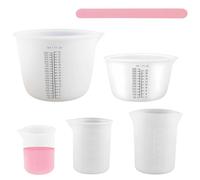 LINTRA 5 Pièces Gobelets à Mesurer en Silicone, Silikon Messbecher Set avec Graduation et Agitateur, 1000 ml/600 ml/350 ml/250 ml/100 ml Tasses de Mélange Antiadhésives, pour DIY, Loisirs Créatifs