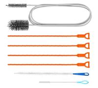LINTRA 7 Pièces Furet de Plomberie Flexible, Double Tête Brosse de Nettoyage de Tuyaux en Acier Inoxydable, 4 Styles, Outils de Débouchage Multifonctionnel, pour Éviers, Siphons de Sol et Baignoires