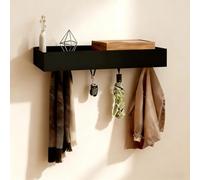 LINTRA Noir Porte Manteau Mural, Porte-Manteau Mural Caché avec 5 Crochets, Patere Portemanteaux, Étagère Murale, pour Chambre, Couloir, Salon