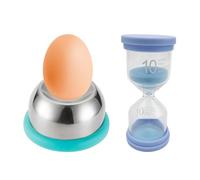 LINTRA Outil de Perceur D'oeufs, Inox Pique Oeuf Perforatrice, Bleu Ciel Outil de Perforation D'oeufs Pochés, avec un Sablier de 10 Minutes, pour la Maison, les Bars, les Restaurants