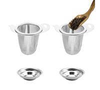 LINTRA Passoire à Thé, 2 Pièces Infuseur à Thé, Argent Infuseur the Inox, Filtre the pour Tasse Avec Couvercle et Deux Poignées, pour Tasses, Théières et Bols à Thé