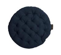 LINUM Pepper Elégante Galette de Chaise Rond Ø 37cm, 100% Coton, Lavable en Machine, Bleu Marine Foncé
