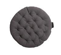 LINUM Pepper Elégante Galette de Chaise Rond Ø 37cm, 100% Coton, Lavable en Machine, Gris Fonce