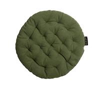 LINUM Pepper Elégante Galette de Chaise Rond Ø 37cm, 100% Coton, Lavable en Machine, Vert Olive