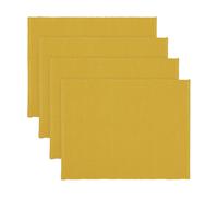 LINUM UNI Set de Table Lot de 4 35x46 cm, Coton Côtelé, Lavable en Machine, Jaune Mangue