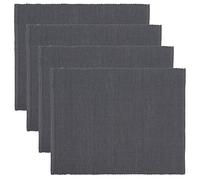 LINUM UNI Set de Table Lot de 4 35x46 cm, Coton Côtelé, Lavable en Machine, Gris Foncé