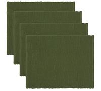 LINUM UNI Set de Table Lot de 4 35x46 cm, Coton Côtelé, Lavable en Machine, Vert Olive