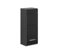 Linus armoire de salle de bain accroché au mur 1 porte brillant noir,noir.