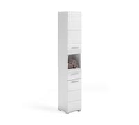Linus armoire haute pour salle de bain 2 portes, 1 tiroir, 1 tablette brillant blanc,blanc.