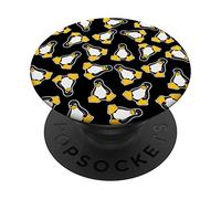 Linux Mascot Tux the Penguin Pattern BK Nerd Geek Men Women PopSockets Support et Grip pour Smartphones et Tablettes