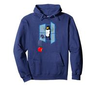 Linux Penguin jette une pomme par la fenêtre Sweat à Capuche, Unisexe pour adultes, Bleu Marine, M