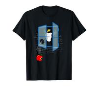 Linux Penguin Smashed Window avec une pomme mordue T-Shirt