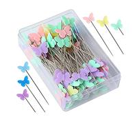 linvshi shop Épingles à Coudre,100 Pièces Épingles à Tête de Fleurs,Plat Colorées Epingle Couture en Forme pour DIY Quilting Outil Couture Accessoires, L, (linvshi shop)