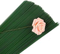 linvshi shop Fil de Fer Fleur,100pcs Vert Tige Florale Artificielle Foncé pour Bouquet de Fleurs Artisanales Bricolage Emballage Tige Fleur 40CM