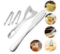 Linwnil Couteau à beurre multifonction en acier inoxydable avec bord dentelé et poignée ergonomique, gadgets de cuisine 3 en 1