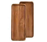 Linwnil Lot de 2 plateaux de service rectangulaires en bois de 29,5 x 10,2 cm pour fruits, apéritifs, pain, pour éviter de glisser et de renverser les aliments