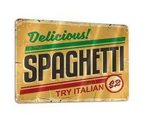 LINXIN Plaque en métal vintage « Try Italian Delicious Food » pour cafés, bars, pubs, magasins, décoration murale amusante pour homme et femme, 20,3 x 30,5 cm