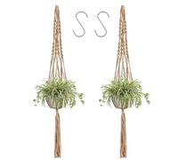 LINXIU Macramé Pot Suspendu, Porte Pot de Fleurs Macramé Suspension Plante Macramé avec Frange pour Décoration Jardin Style Bohême 2 Pièces