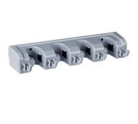 LINXIU Porte Balais Mural avec Percage Support Accroche Balai Mural avec 4 Emplacements et 5 Crochets Solutions de Rangement Organisateur pour Salle de Bain