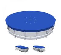 Linxor - Bâche de protection réversible 4 saisons pour piscine hors sol - Ronde 5,49 m - 150 gsm - Bleu et gris