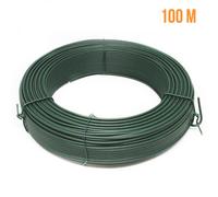 Linxor France ® Fil de tension en acier galvanisé plastifié pour grillage ou autre - 100 m x 2.7mm Ø - Vert