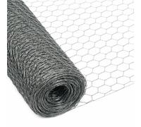 Linxor - Grillage triple torsion galvanisé pour poules ou petits animaux, clôture poulailler, jardin - 25 m x 1 m - Maille 50 mm - Diam 1 mm - Gris