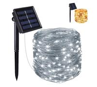 Linxor - Guirlande solaire extérieur lumineuse jardin, terrasse - Ampoules LED 8 modes - 22 m - Blanc froid