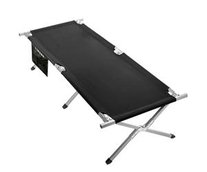 Linxor - Lit de Camp Pliable, de Couchage pour Camping, randonnée avec Sac de Transport - 70 x 210 cm - Noir