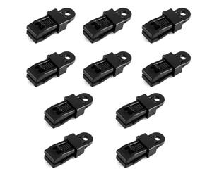 Linxor - Lot de 10 pinces à tendre, clips pour bâches ou toiles - Noir
