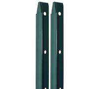 Linxor - Lot de 2 piquets de fixation en T pour grillage, clôture de jardin, Acier plastifié - 2,25 m - Vert