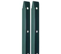Linxor - Lot de 2 piquets de fixation en T pour grillage, clôture de jardin, Acier plastifié - 2 m - Vert