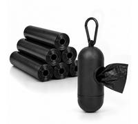 Linxor - Lot de 300 sacs de déjection canine avec distributeur et clip pour laisse, sac à crottes, 20 rouleaux de 15 sacs - Noir