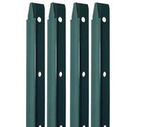 Linxor - Lot de 4 piquets de fixation en T pour grillage, clôture de jardin, Acier plastifié - 2 m - Vert
