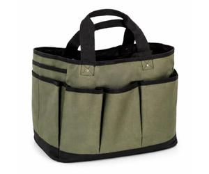 Linxor - Panier, Sac de Rangement Pliable pour Outils de Jardinage, de Nettoyage avec Poches - Tissu Oxford 600D - Vert