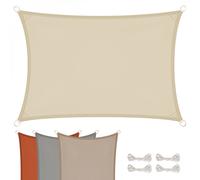 Voile d'ombrage rectangulaire imperméable et anti-UV - 3 x 5 m - Beige -