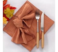 LINXTAR Lot de 10 serviettes en gaze d'étamine - 40,6 x 40,6 cm - Terre cuite - Vintage - Fabriquées à la main - En coton - Pour événements, fêtes, mariages, usage quotidien