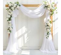 LINXTAR - Lot de 2 rideaux blancs pour arche de mariage, 6 m de long et 76,2 cm de large, en mousseline transparente pour arche de mariage, décoration de fête, cérémonie