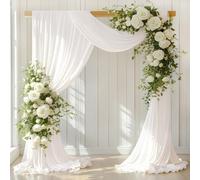 LINXTAR Lot de 4 panneaux de tissu drapé en mousseline de soie transparente pour arche de mariage d'été, fête prénuptiale, fête prénatale, cabine photo, église, fête d'anniversaire, décoration