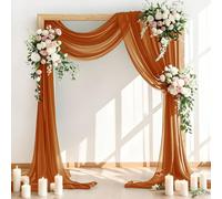 LINXTAR Tissu drapé en mousseline de soie transparente pour arche de mariage, 76,2 x 5,5 m, 2 panneaux en terre cuite pour cabine photo, fête prénuptiale, décoration d'église, photographie de