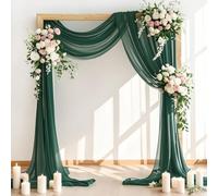 LINXTAR Tissu drapé en mousseline de soie transparente pour cabine photo, fête prénuptiale et prénatale, église, nouveau-né, photographie, baptême, fête en plein air - 76,2 x 5,5 m - Vert émeraude